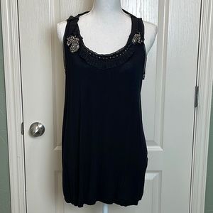 EUC Lane Bryant black lightweight jeweled tie back tank sz 14/16